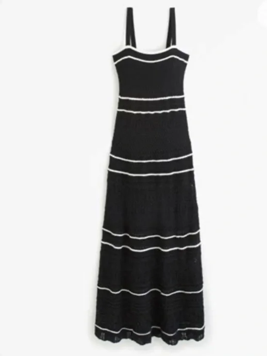 Abercrombie & Fitch Black with White Stripes Crochet Maxi Dress - Picture 2 of 5